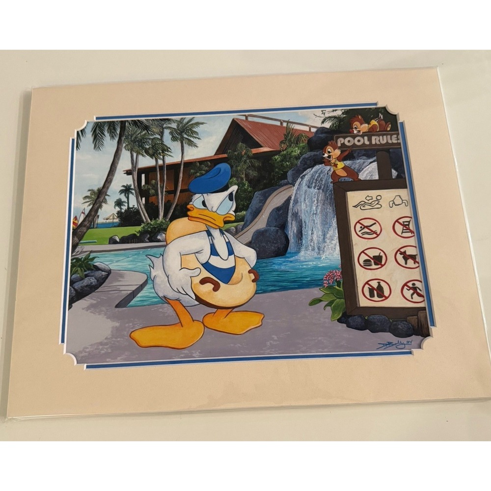 Disney Parks Doug Bolly Print No Ducking The Rules Polynesian‎ Resort 14x18"